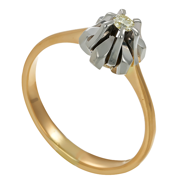 Diamantring, 14K, Gelb-/Weißgold, Brillant