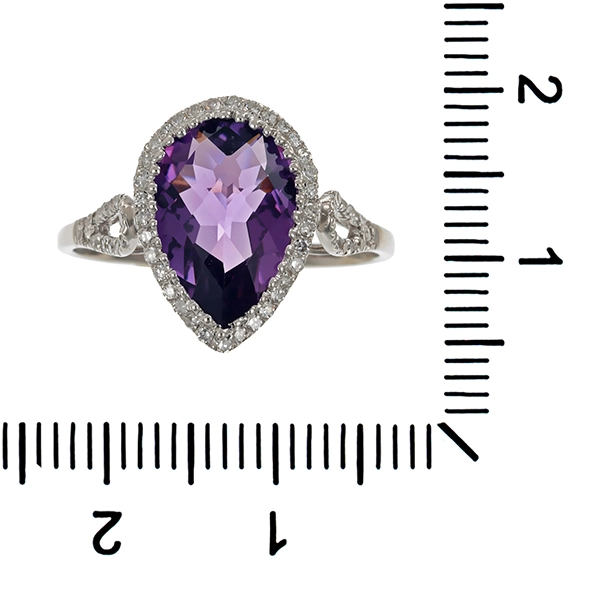 Ring, 14K, Weißgold, Amethyst, Diamanten