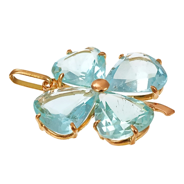 Anhänger, 14K, Gelbgold, Aquamarin