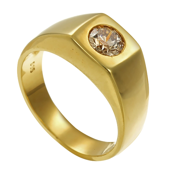 Herrenring, 14K, Gelbgold, Brillant 0,50 ct