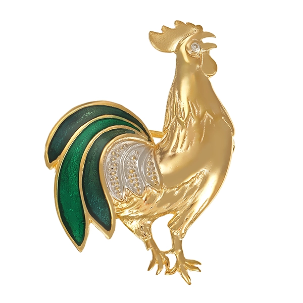 Brosche, 8K, Gelb-/Weißgold, Diamant, Emaille