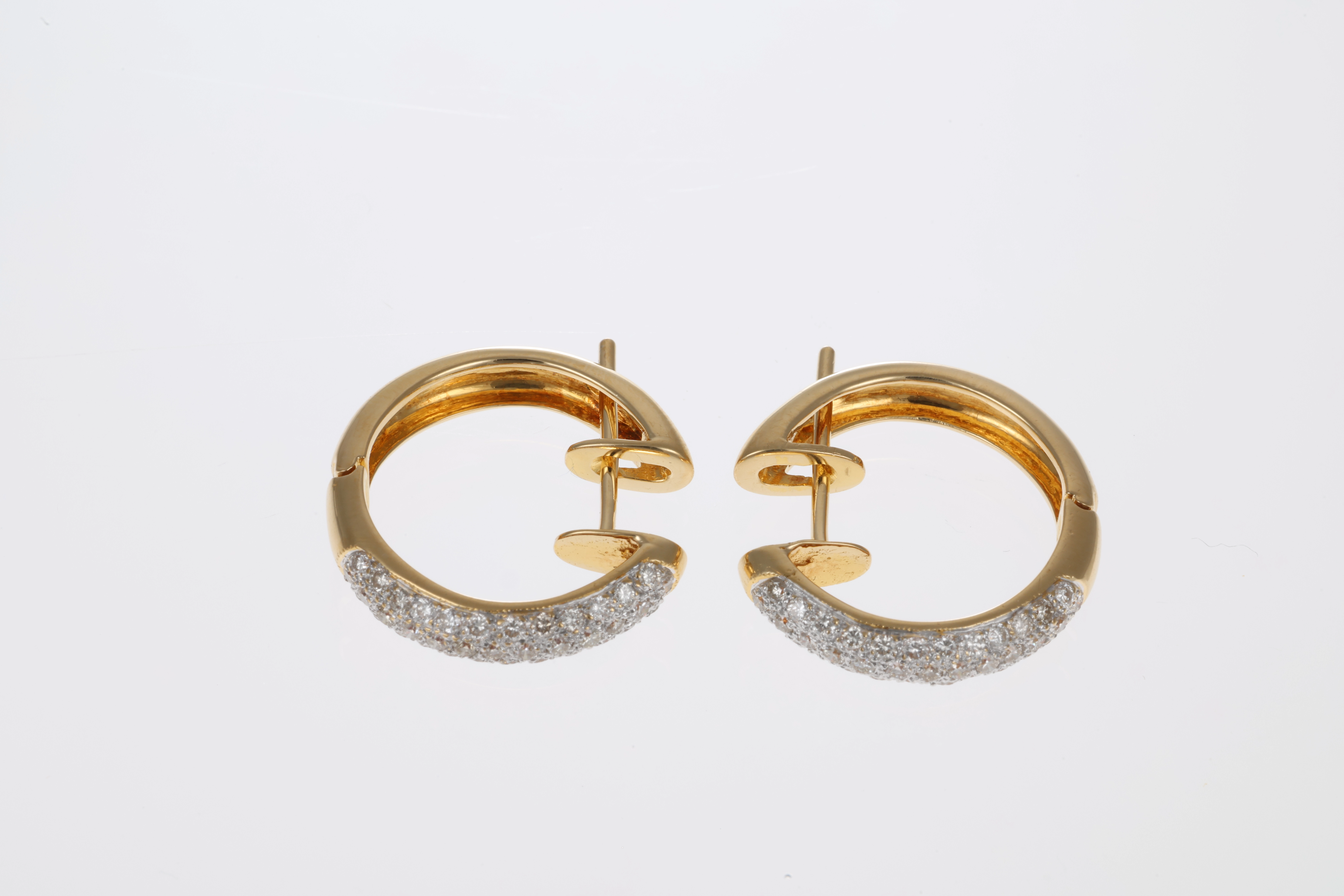 Creolen, 18K, Gelbgold, Brillanten