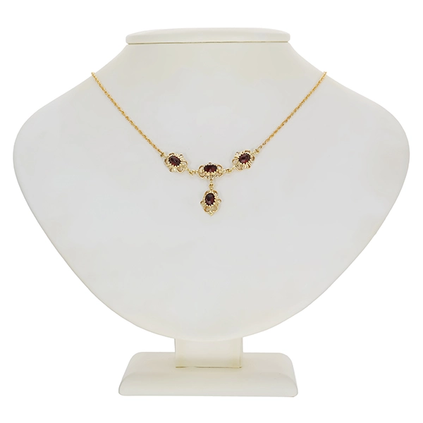 Collier, 8K, Gelbgold, Granat