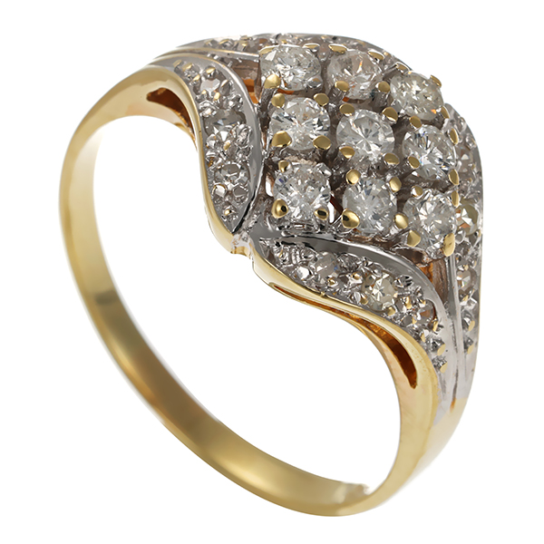 Diamantring, 14K, Gelb-/Weißgold, Diamanten, Brillanten