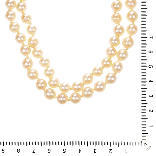 Perlenkette, 14K, Weißgold