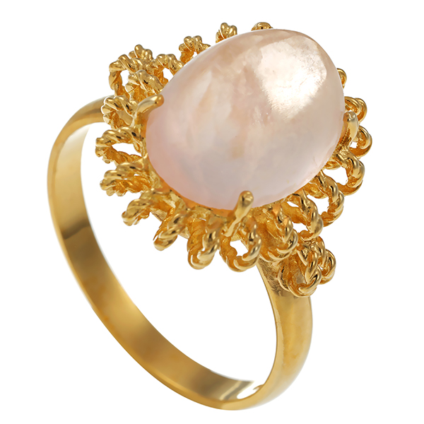 Ring, 8K, Gelbgold, Rosenquarz