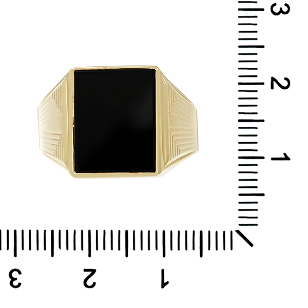 Herrenring, 8K, Gelbgold, Onyx