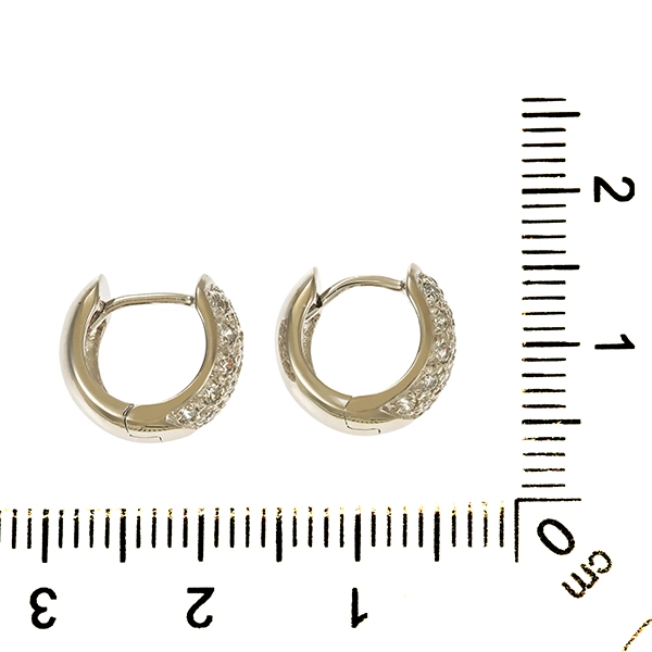 Creolen, 18K, Weißgold, Zirkonia