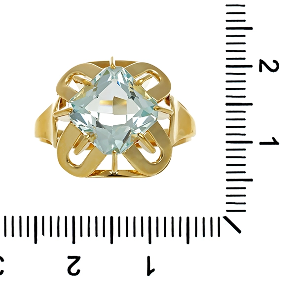 Ring, 14K, Gelbgold, Aquamarin