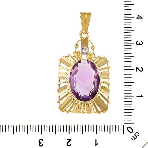 Anhänger, 14K, Gelbgold, Amethyst