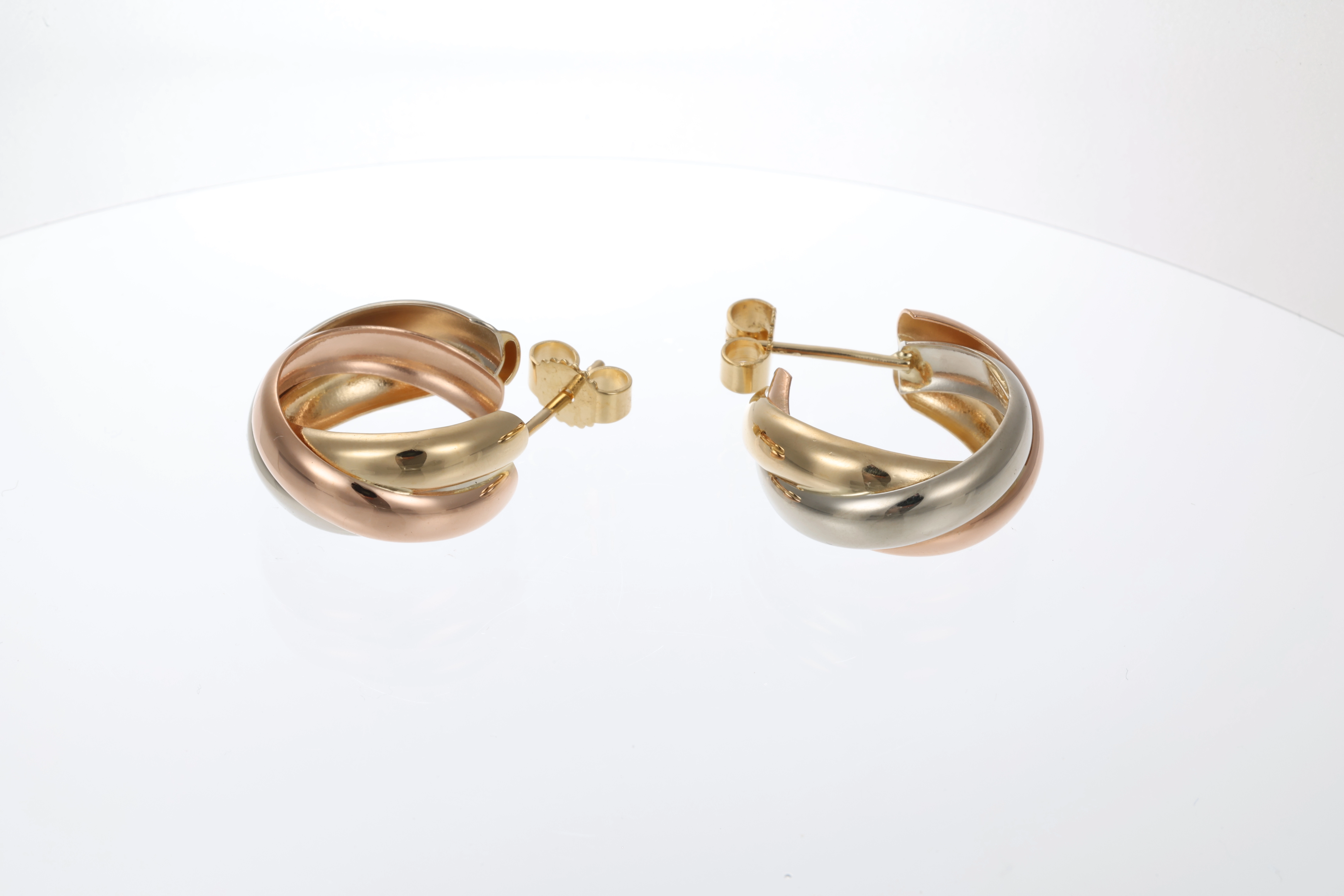 Steckcreolen, 18K, Gelb-/Weiß-/Rotgold