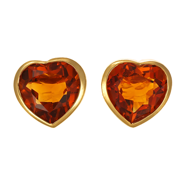 Ohrstecker, 18K, Gelbgold, Citrin, Herz