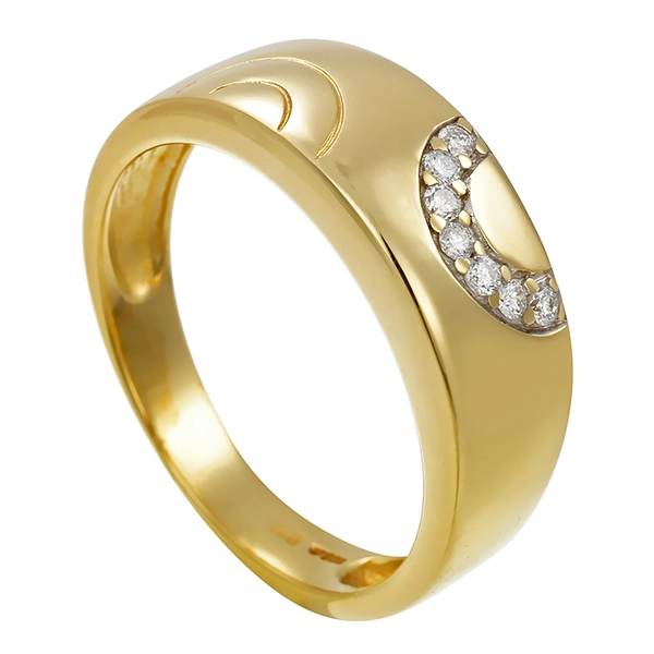 Diamantring, 14K, Gelbgold, Brillanten 0,11 ct