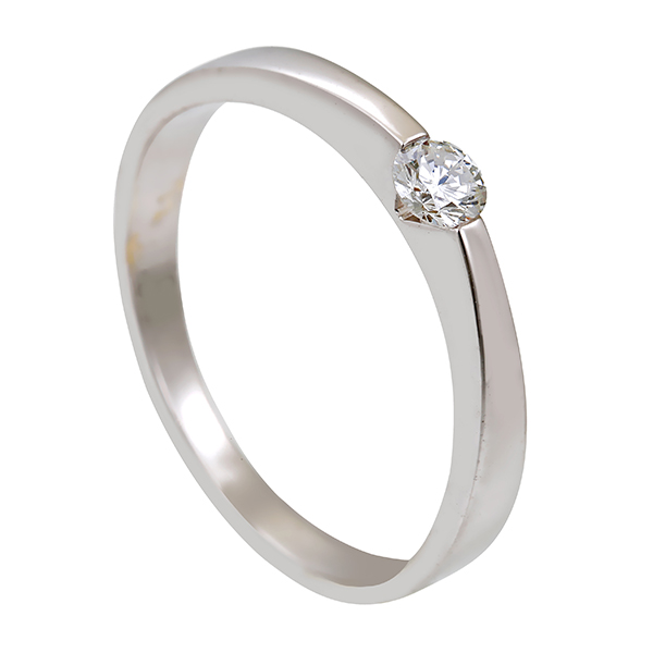 Diamantring, 18K, Weißgold, Brillant 0,16 ct