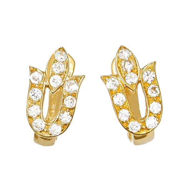 Clip-Stecker, 14K, Gelbgold, Zirkonia