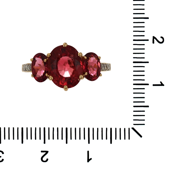 Ring, 14k, Gelbgold, Turmalin, Diamanten