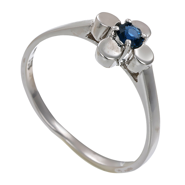 Ring, 8K, Weißgold, Saphir