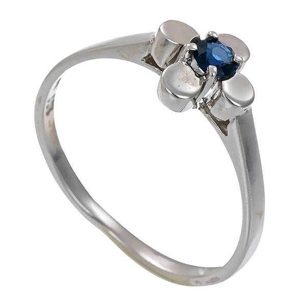 Ring, 8K, Weißgold, Saphir