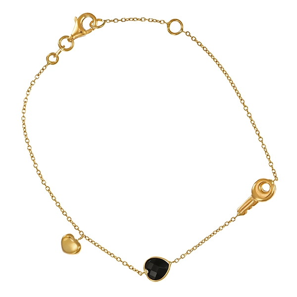 Armband, 9K, Gelbgold, Zirkonia, Onyx