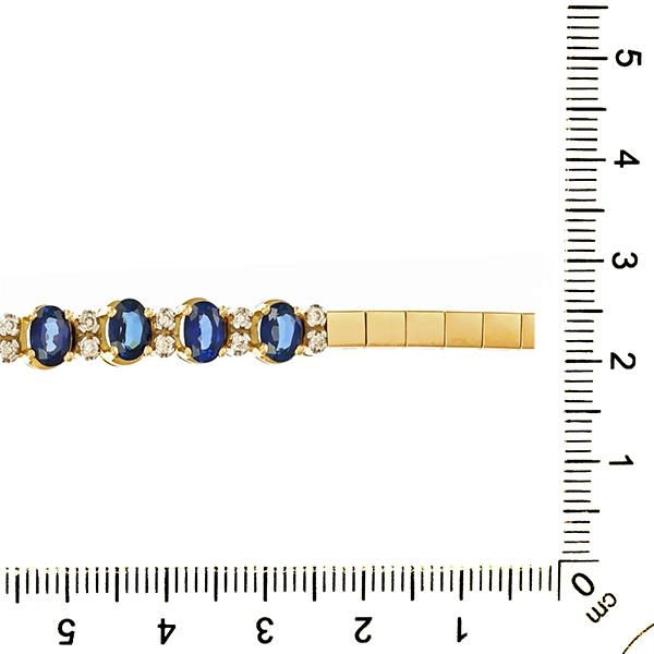 Armband, 18K, Gelb-/Weißgold, Saphir, Brillant