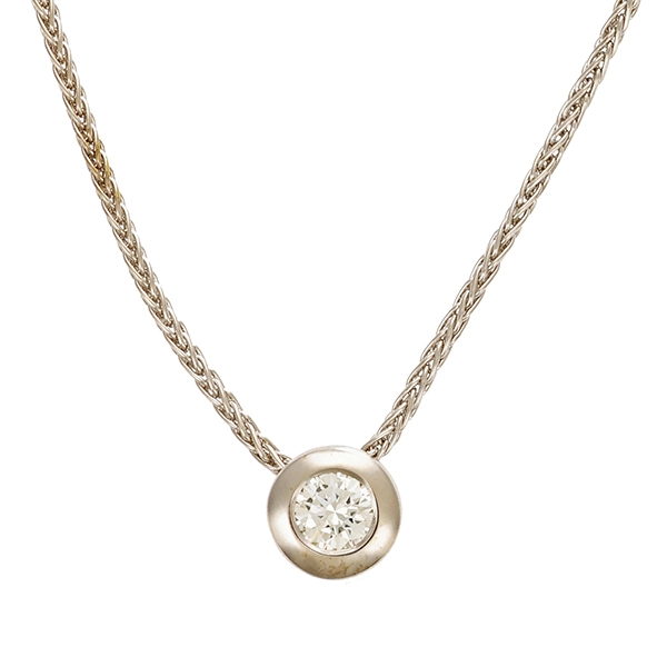 Collier, 14K, Weißgold, Brillant 0,20 ct