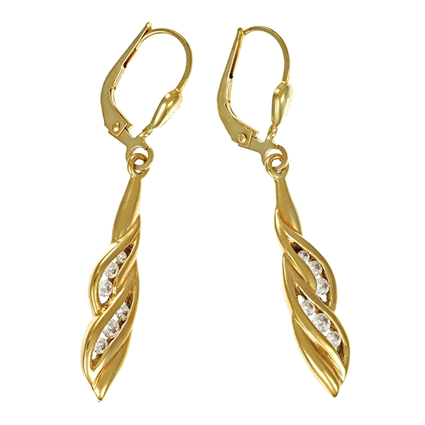 Ohrhänger, 14K, Gelbgold, Zirkonia