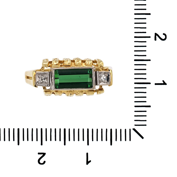 Ring, 14K, Gelb-/Weißgold, Turmalin, Diamant
