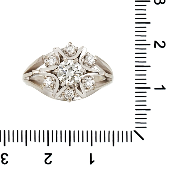 Diamantring, 18K, Weißgold, Brillant 1,03 ct