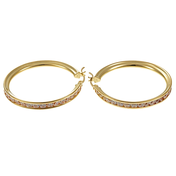 Creolen, 14K, Gelbgold, Zirkonia