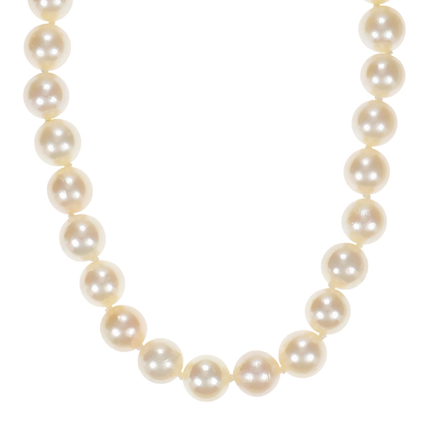 Perlenkette, 14K, Gelbgold, Diamanten, Perlen