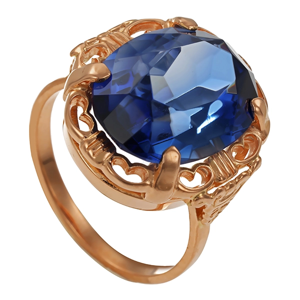 Ring, 14K, Rotgold, synthetischer  Korund