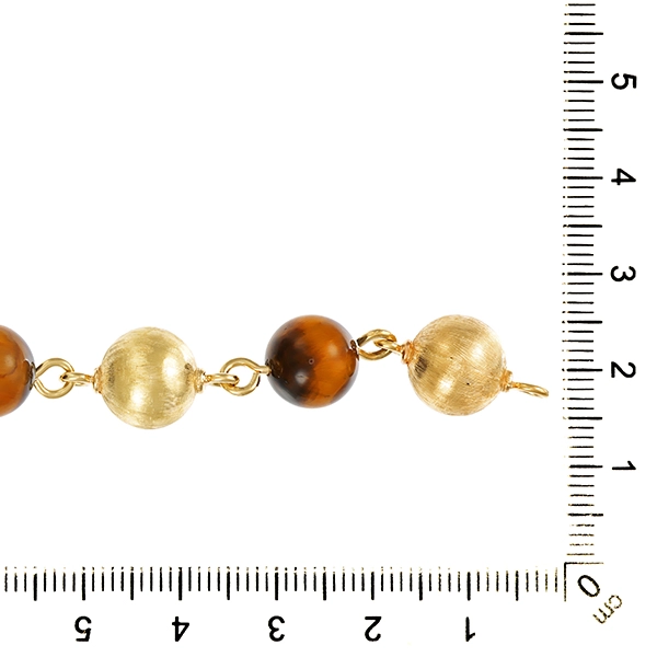 Armband, 14K, Gelbgold, Tigerauge