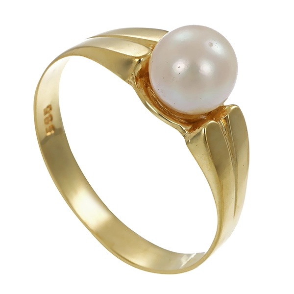 Ring, 14K, Gelbgold, Perle