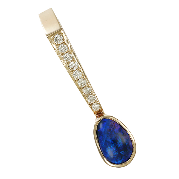 Anhänger, 14K, Weißgold, Brillant, Opal
