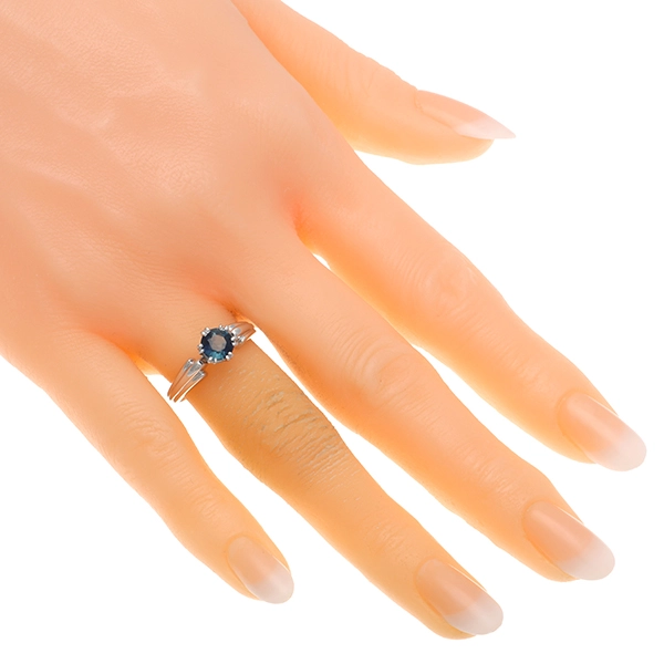 Ring, 18K, Weißgold, Saphir