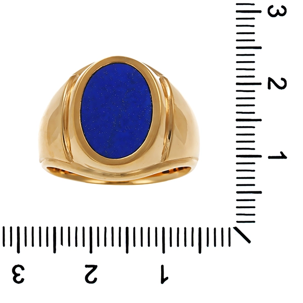 Herrenring, 18K, Gelbgold, Lapis
