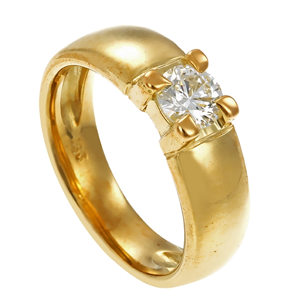 Diamantring, 14K, Gelbgold, Brillant 0,53 ct