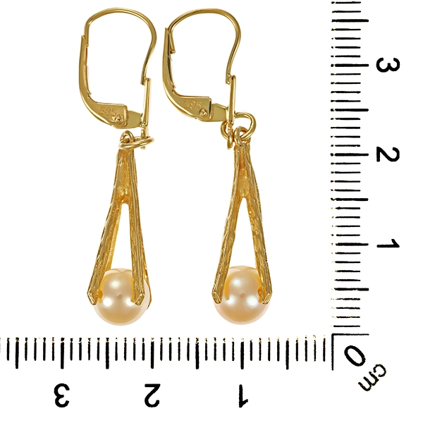 Ohrhänger, 14K, Gelbgold, Perlen