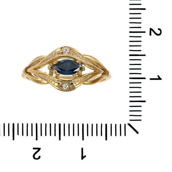 Ring, 8K, Gelbgold, Saphir, Diamanten