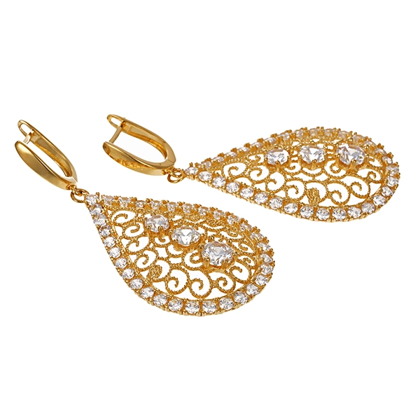 Ohrhänger, 14K, Gelbgold, Zirkonia