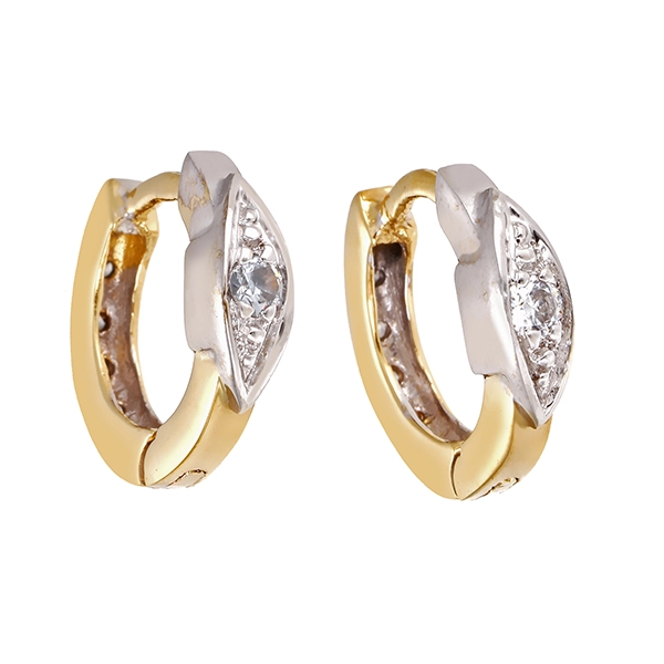 Creolen, 14K, Gelb-/Weißgold, Zirkonia
