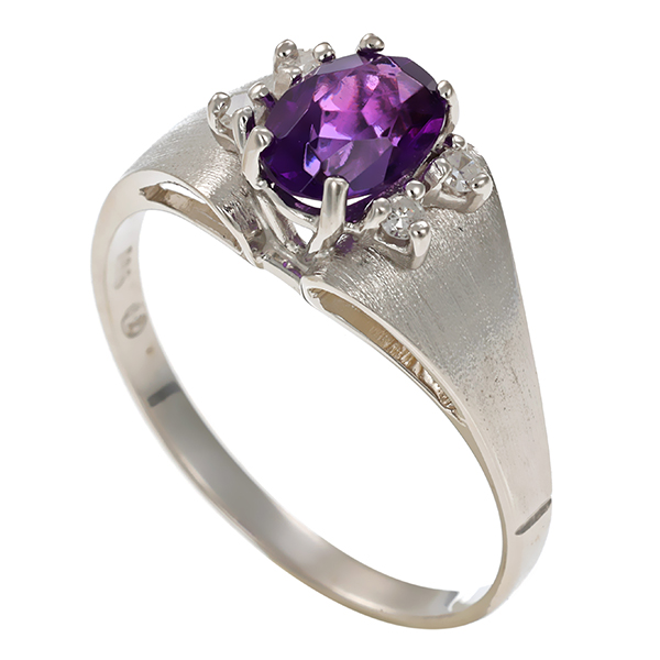 Ring, 14K, Weißgold, Amethyst, Diamant