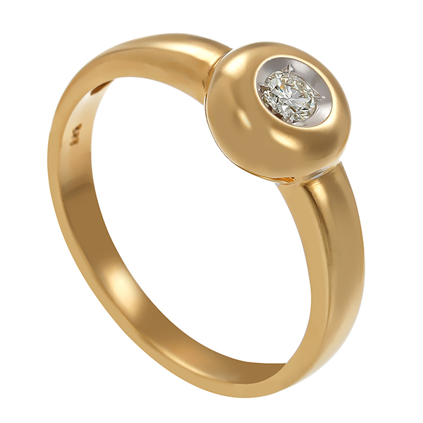 Brillantring, 14K, Gelb-/Weißgold