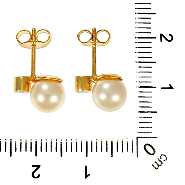 Ohrstecker, 14K, Gelb-/Weißgold, Zuchtperlen, Brillanten