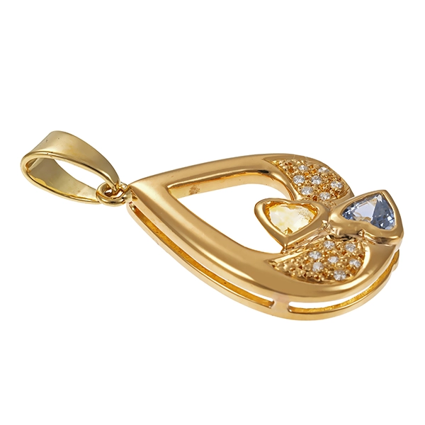 Anhänger, 14K, Gelbgold, Brillant, Saphir