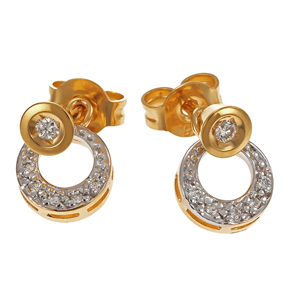 Ohrstecker, 9K, Gelbgold, Brillanten