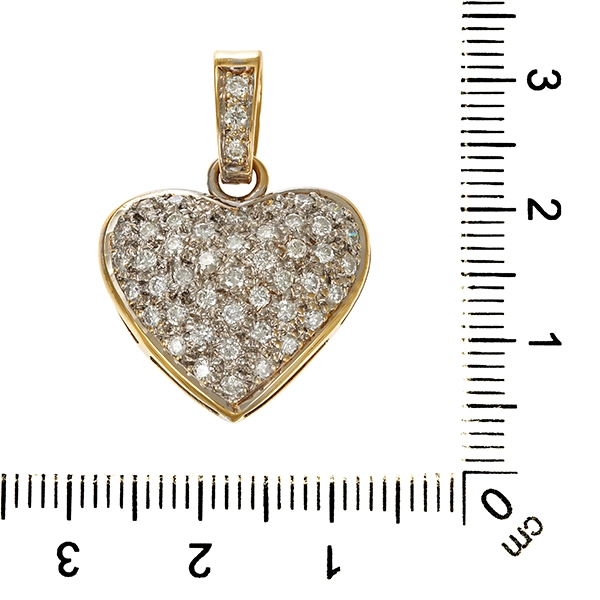 Anhänger, 18K, Gelb-/Weißgold, Brillanten, Herz
