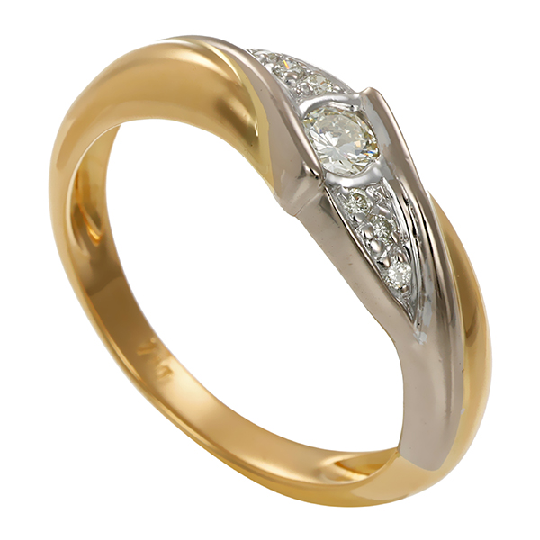 Ring, 18K, Gelb-/Weißgold, Brillanten