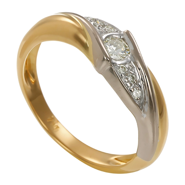 Ring, 18K, Gelb-/Weißgold, Brillanten