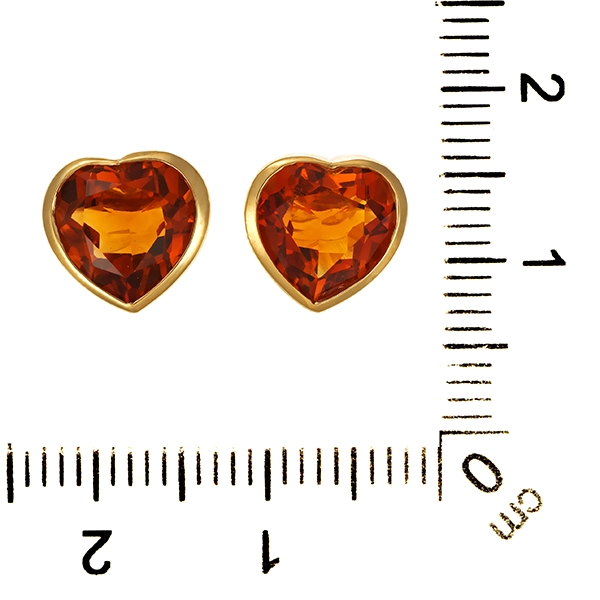 Ohrstecker, 18K, Gelbgold, Citrin, Herz